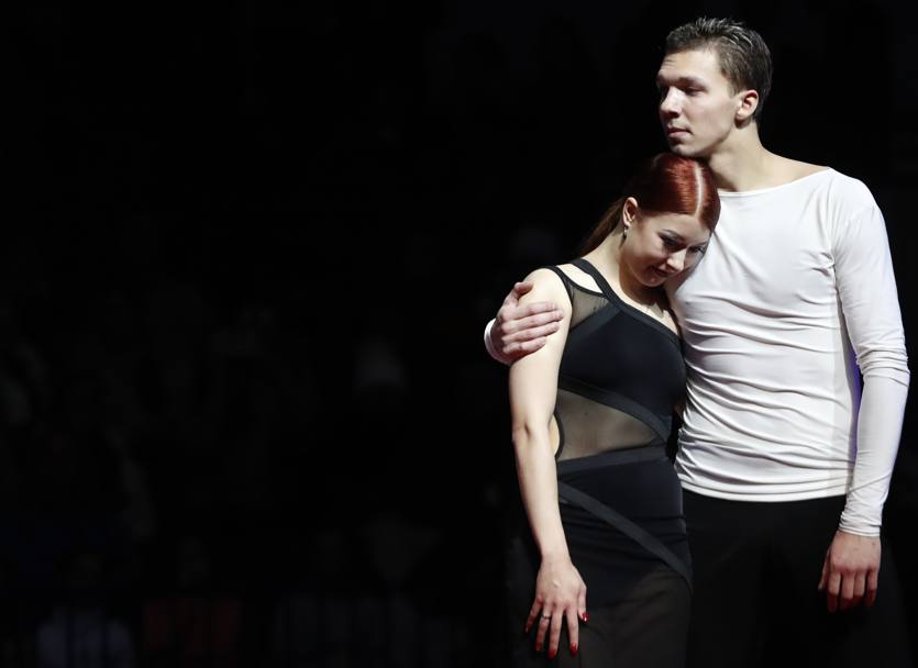 I russi medaglia di bronzo Ekaterina Bobrova e Dmitri Soloviev (Ap)